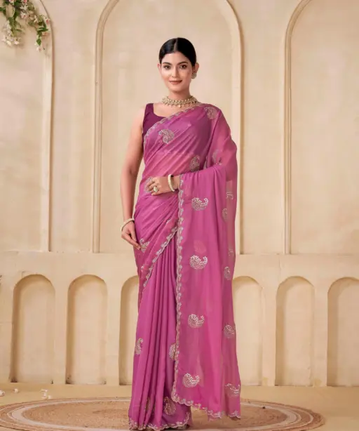 Shanta Modal Georgette Embroidery Zari Worked Saree Collection