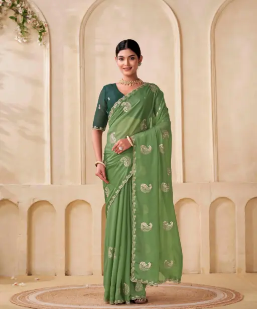 Shanta Modal Georgette Embroidery Zari Worked Saree Collection