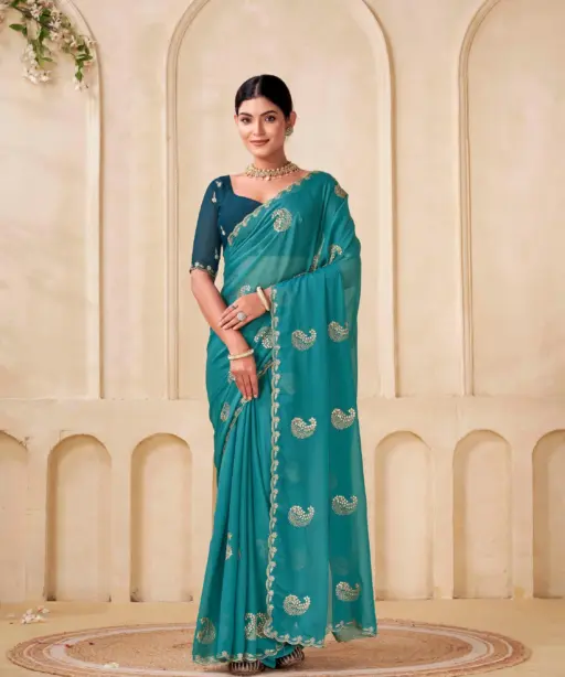 Shanta Modal Georgette Embroidery Zari Worked Saree Collection