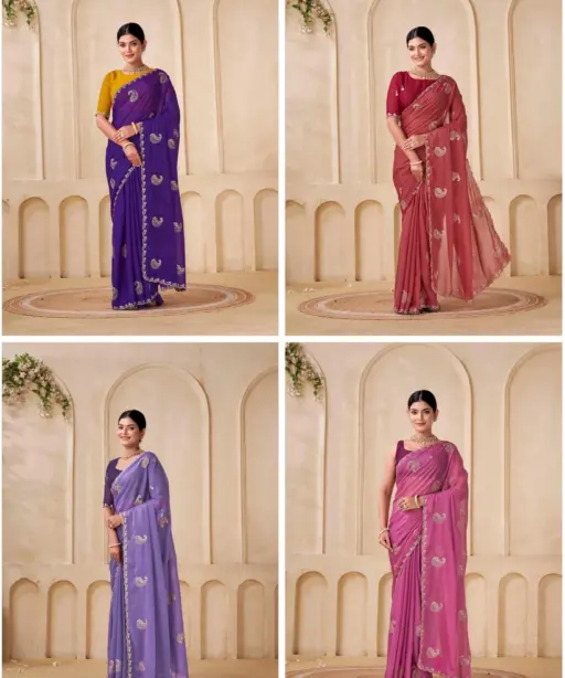 Shanta Modal Georgette Embroidery Zari Worked Saree Collection