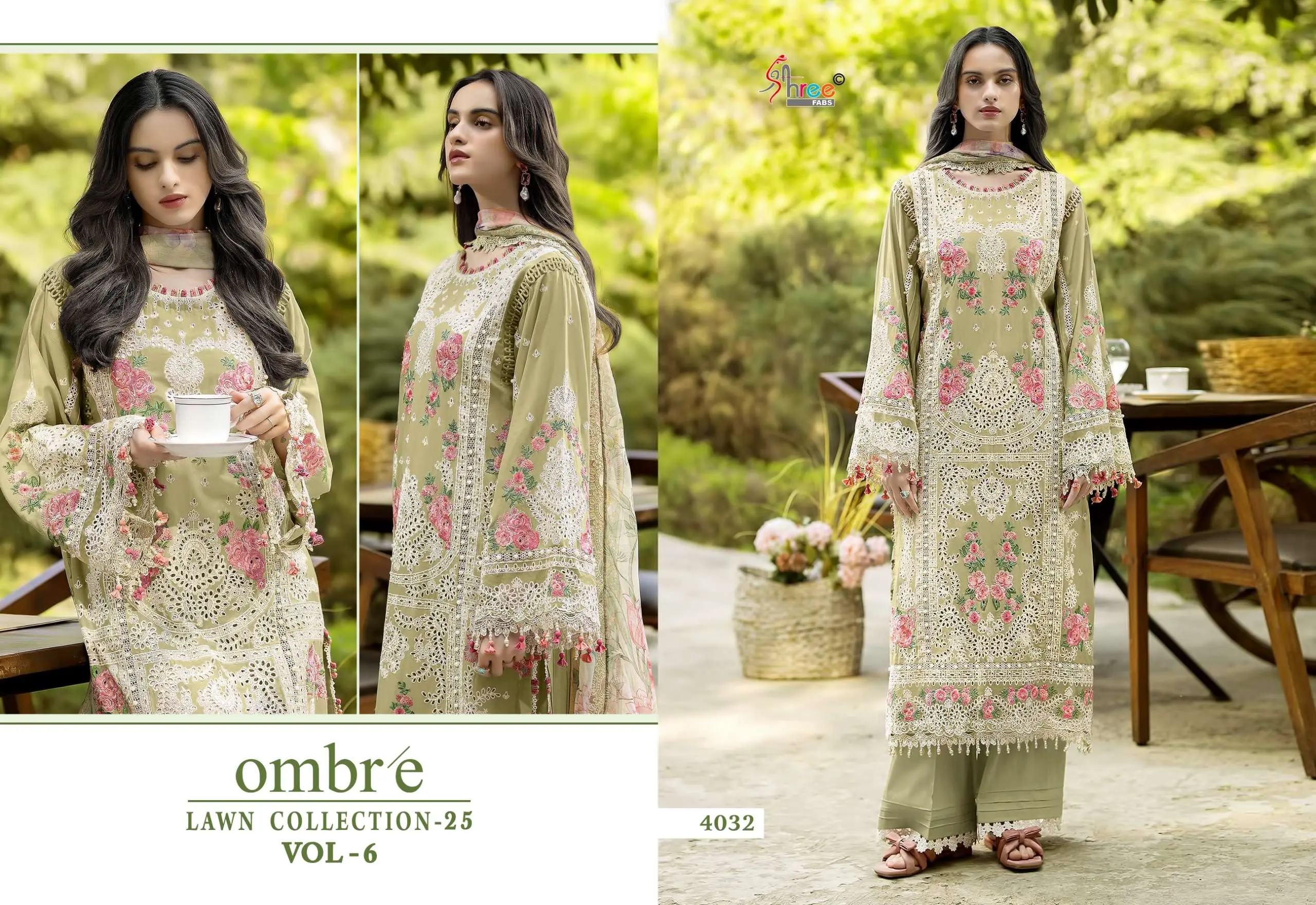 Shree Fab Ombre Lawn Collection 25 Vol 6
