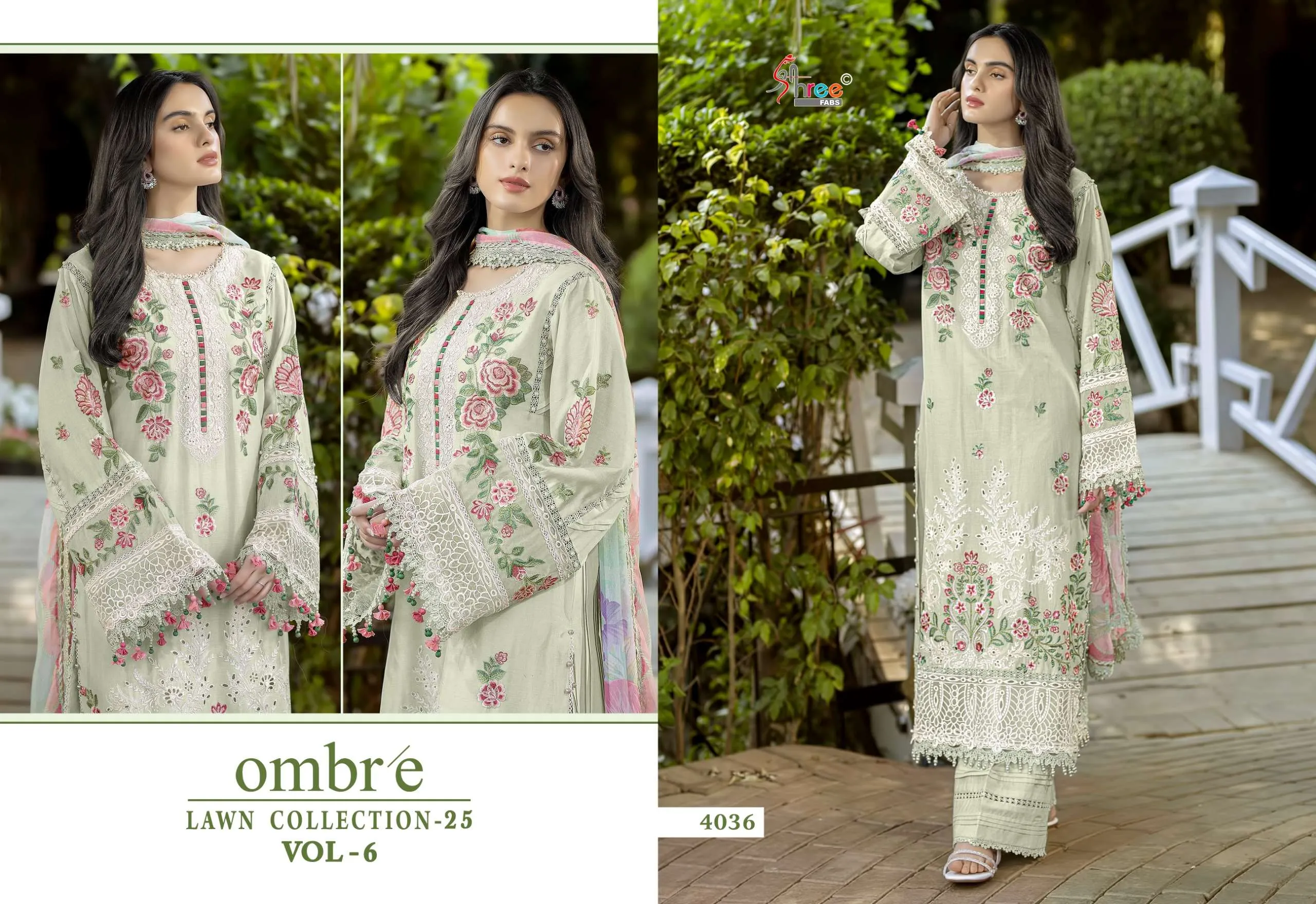 Shree Fab Ombre Lawn Collection 25 Vol 6