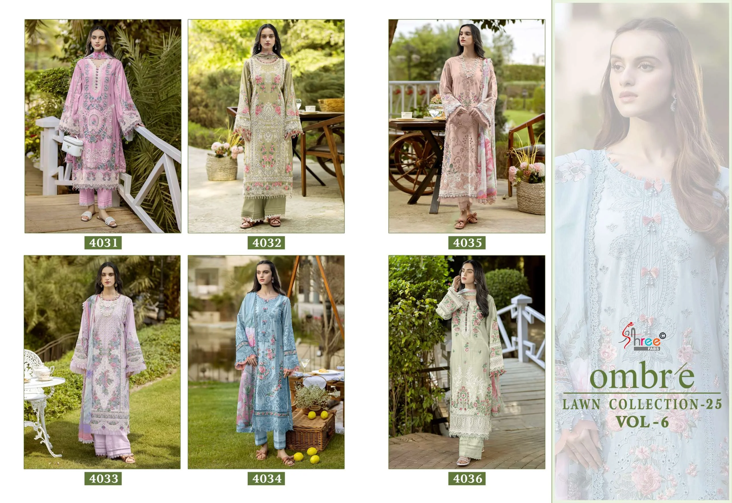Shree Fab Ombre Lawn Collection 25 Vol 6