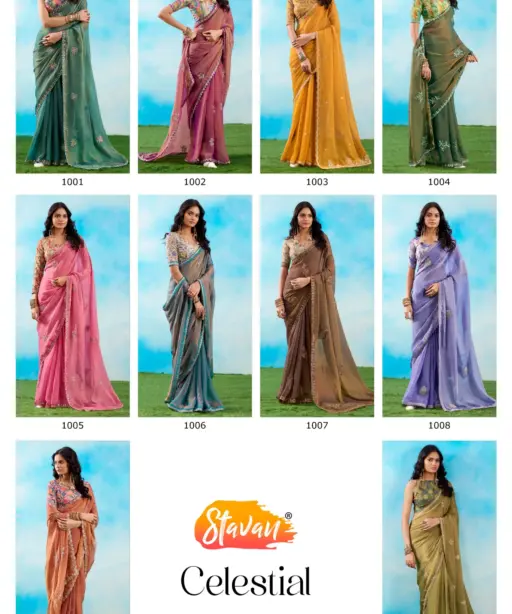 Stavan Celestial Fancy Embroidery Saree Collection