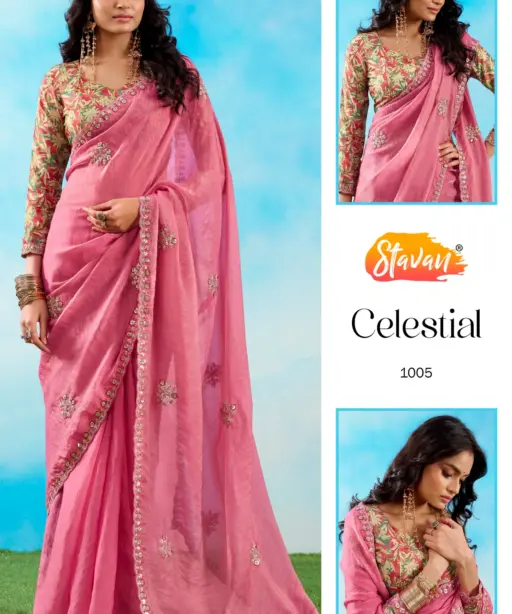 Stavan Celestial Fancy Embroidery Saree Collection