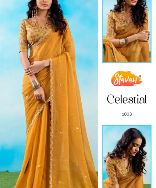 Stavan Celestial Fancy Embroidery Saree Collection