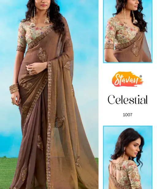 Stavan Celestial Fancy Embroidery Saree Collection