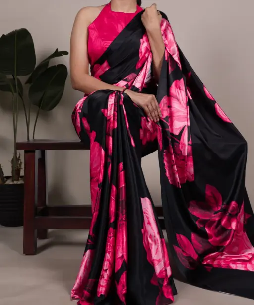 Taraa L 7027 Satin Silk Floral Printed Beautiful Saree Collection