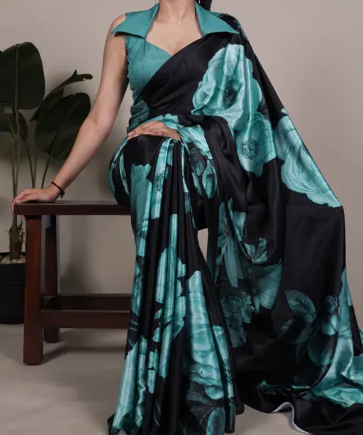 Taraa L 7027 Satin Silk Floral Printed Beautiful Saree Collection