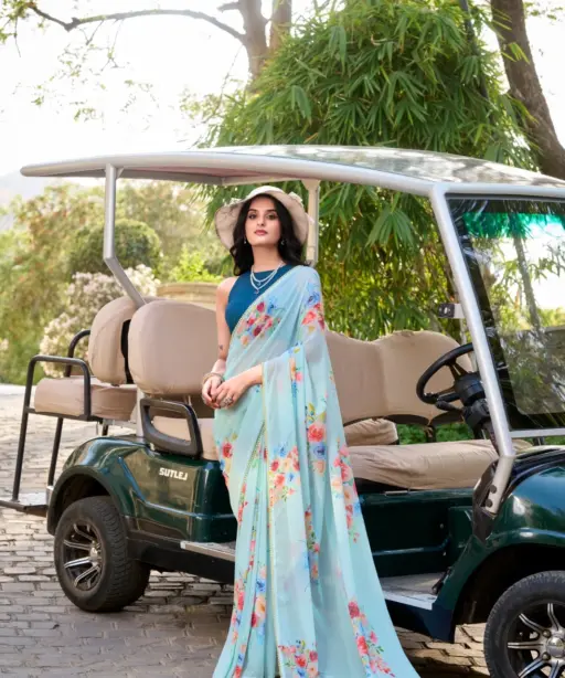 Taraa L 7041 Weighless Marbal Floral Printed Beautiful Saree Collection