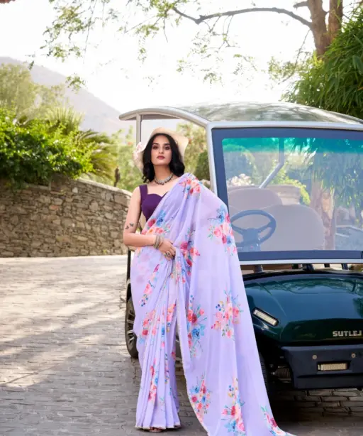 Taraa L 7041 Weighless Marbal Floral Printed Beautiful Saree Collection