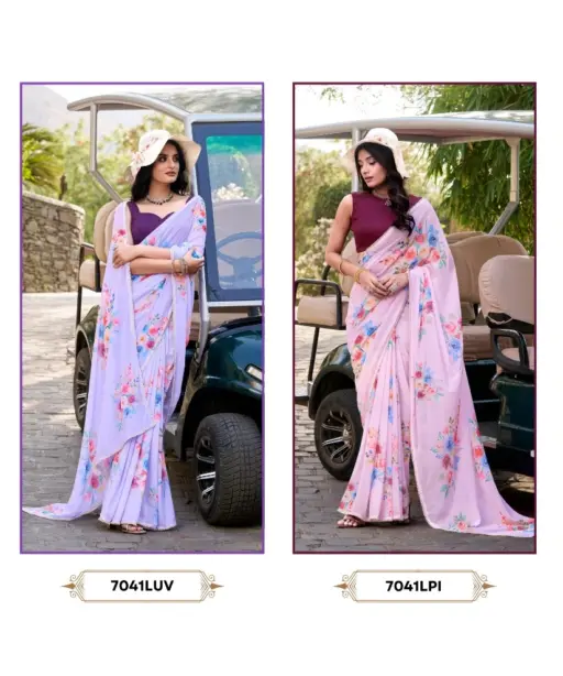 Taraa L 7041 Weighless Marbal Floral Printed Beautiful Saree Collection