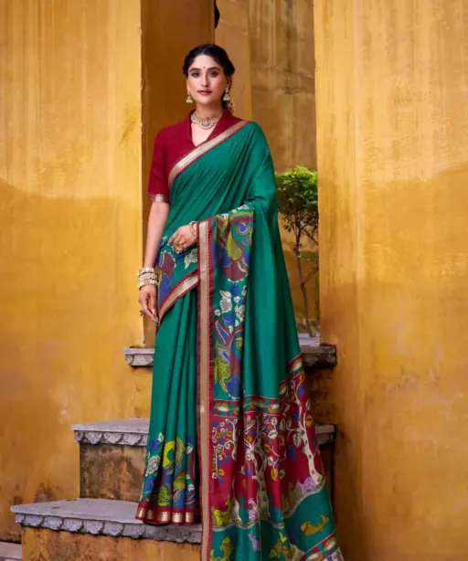 Taraa L 7048 Viscose Chanderi Kalamkari Printed Fancy Saree Collection