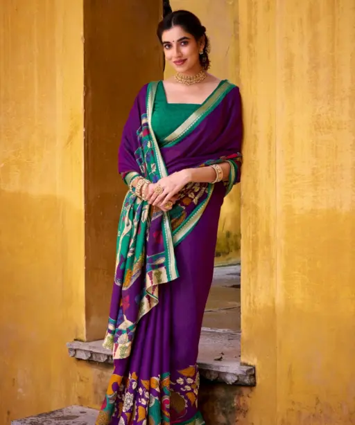 Taraa L 7048 Viscose Chanderi Kalamkari Printed Fancy Saree Collection