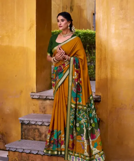 Taraa L 7048 Viscose Chanderi Kalamkari Printed Fancy Saree Collection