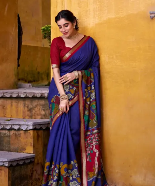 Taraa L 7048 Viscose Chanderi Kalamkari Printed Fancy Saree Collection