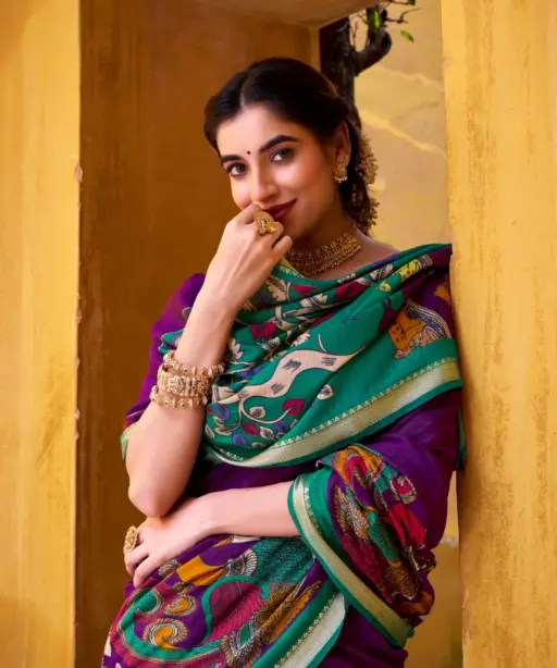 Taraa L 7048 Viscose Chanderi Kalamkari Printed Fancy Saree Collection