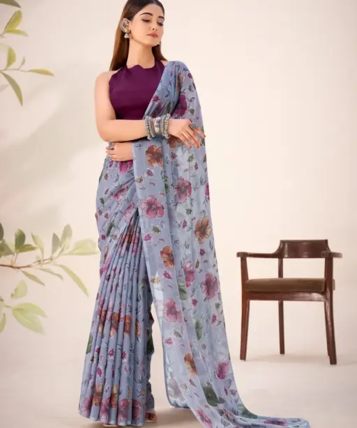 Taraa L 7051 Lurex Brasso Floral Viscose Fancy Saree Collection