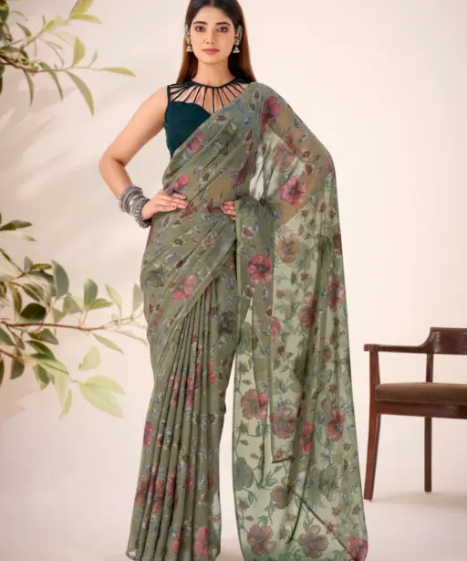Taraa L 7051 Lurex Brasso Floral Viscose Fancy Saree Collection