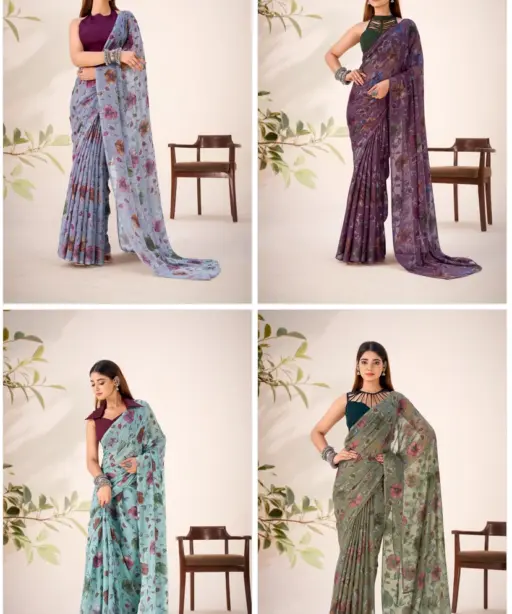 Taraa L 7051 Lurex Brasso Floral Viscose Fancy Saree Collection