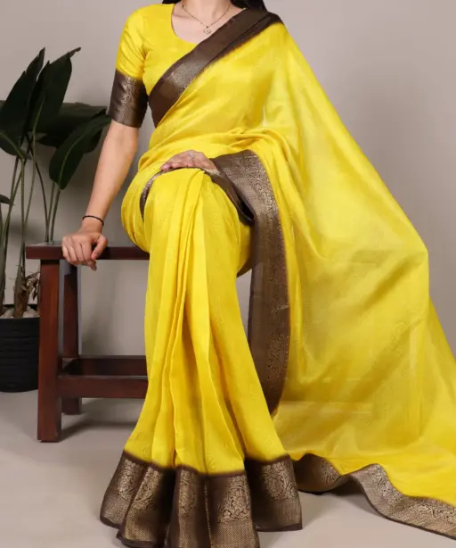 Taraa L 7910 Marsh Mello Zari Worked Plain Saree Collection