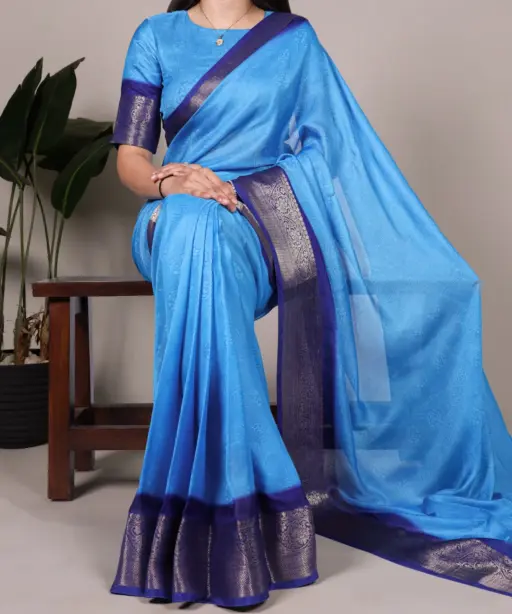 Taraa L 7910 Marsh Mello Zari Worked Plain Saree Collection