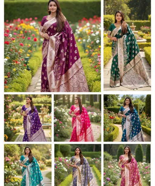 Vt 6078 T Banarasi Silk Zari Weaving Fancy Saree Collection