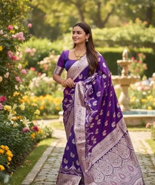 Vt 6078 T Banarasi Silk Zari Weaving Fancy Saree Collection