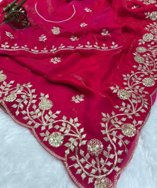 Vt 6083 T Fandy Satin Embroidery Worked Premium Saree Collection