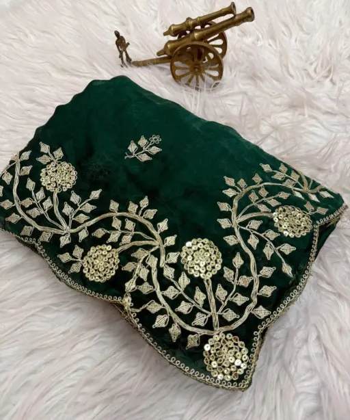 Vt 6083 T Fandy Satin Embroidery Worked Premium Saree Collection