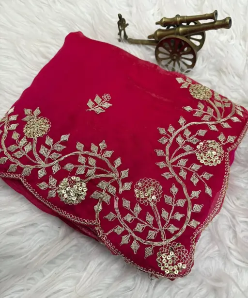 Vt 6083 T Fandy Satin Embroidery Worked Premium Saree Collection