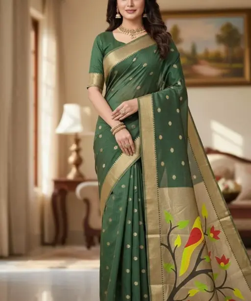Vt 6086 T Soft Muga Cotton Paithani Saree Collection