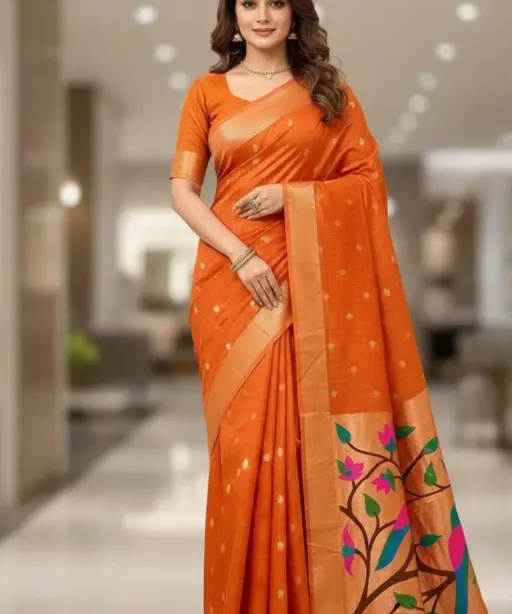 Vt 6086 T Soft Muga Cotton Paithani Saree Collection