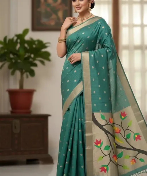 Vt 6086 T Soft Muga Cotton Paithani Saree Collection