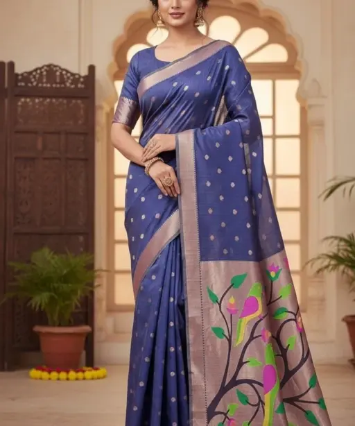 Vt 6086 T Soft Muga Cotton Paithani Saree Collection