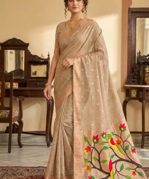 Vt 6086 T Soft Muga Cotton Paithani Saree Collection