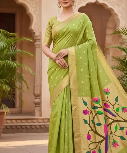 Vt 6086 T Soft Muga Cotton Paithani Saree Collection