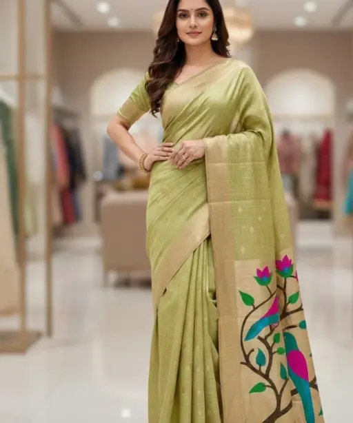 Vt 6086 T Soft Muga Cotton Paithani Saree Collection