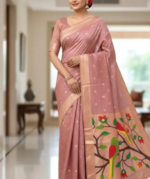 Vt 6086 T Soft Muga Cotton Paithani Saree Collection