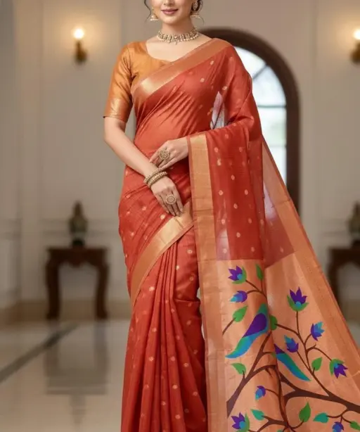 Vt 6086 T Soft Muga Cotton Paithani Saree Collection