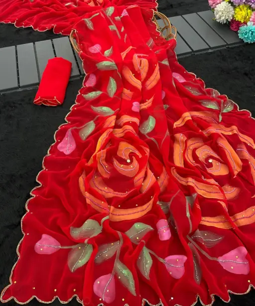 Vt 755 T Georgette Printed Festival Wear Saree