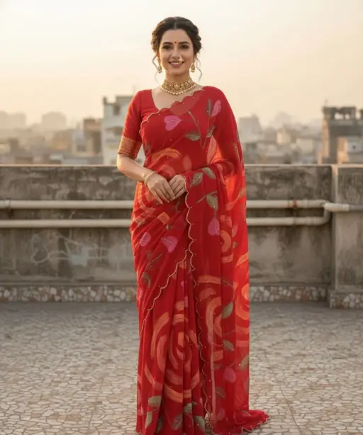 Vt 755 T Georgette Printed Festival Wear Saree
