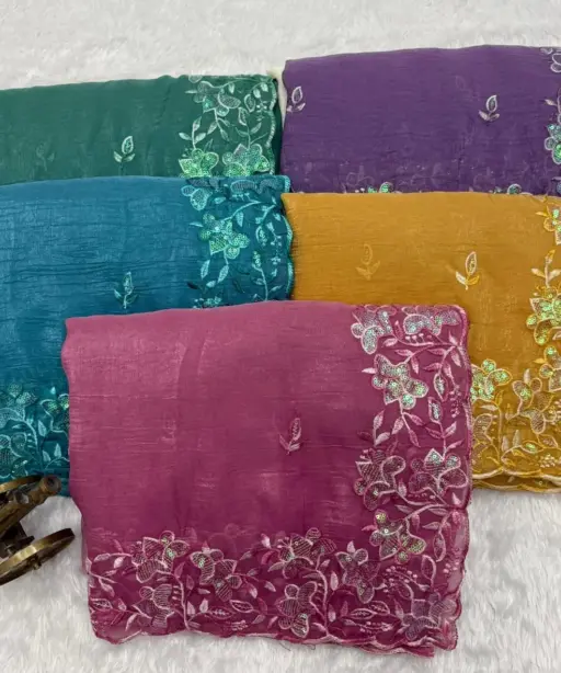 Vt 816 T Premium Crunchy Padding Embroidered Saree Collection