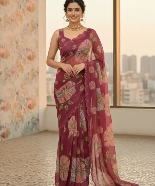 Vt 821 T Soft Tabby Organza Sequence Saree
