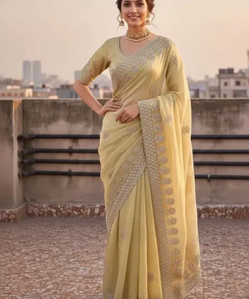 Vt 823 T Premium Fandy Satin Embroidery Saree Collection