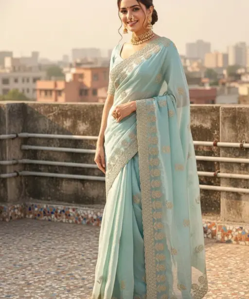 Vt 823 T Premium Fandy Satin Embroidery Saree Collection