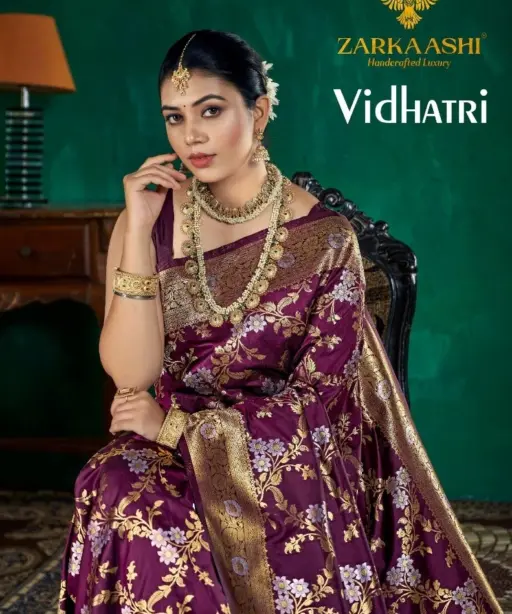 Zarkaashi Vidhatri Katan Silk Festival Wear Saree Collection
