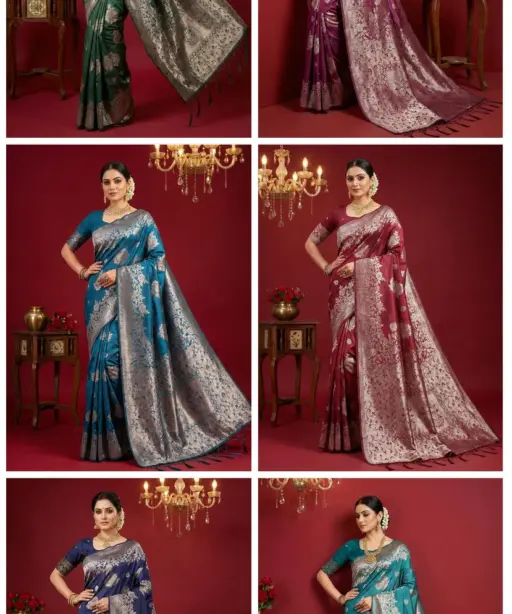 Ast Aadya Silk Vol 1 Silk Blend with Tassels Work Festive Wear Saree Collection