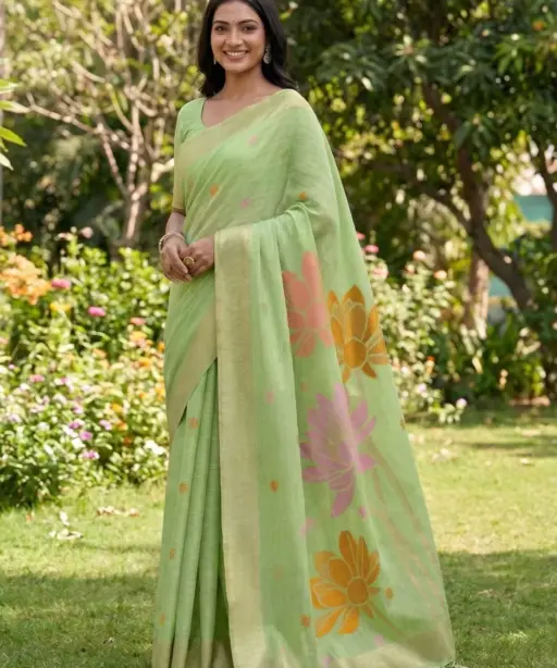 Ast Pankhudi Soft Linen Cotton Festival Saree Collection
