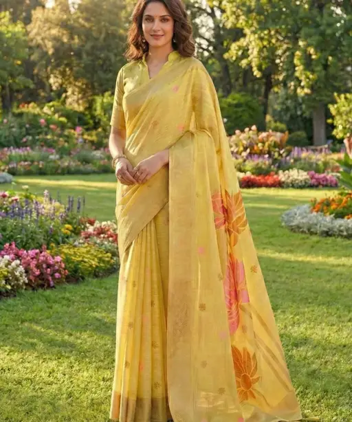 Ast Pankhudi Soft Linen Cotton Festival Saree Collection